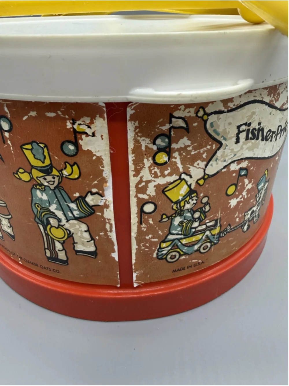 Vintage Fisher-Price 1979 Drum Set Toy With Sticks And Strap #921